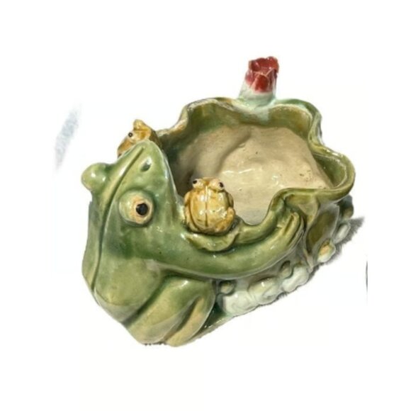 Green Glazed Frog Planter Pot - Picture 11 of 14